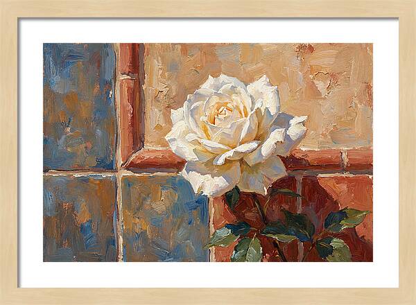 White Rose Against Tiles