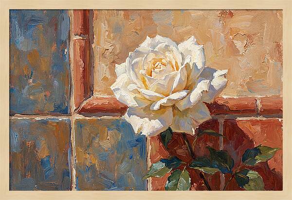 White Rose Against Tiles