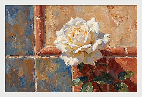 White Rose Against Tiles