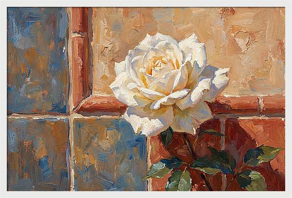 White Rose Against Tiles