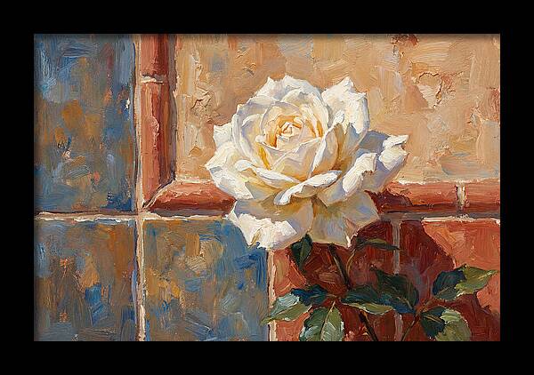 White Rose Against Tiles