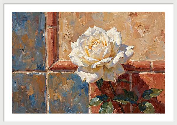 White Rose Against Tiles