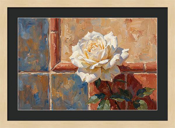 White Rose Against Tiles