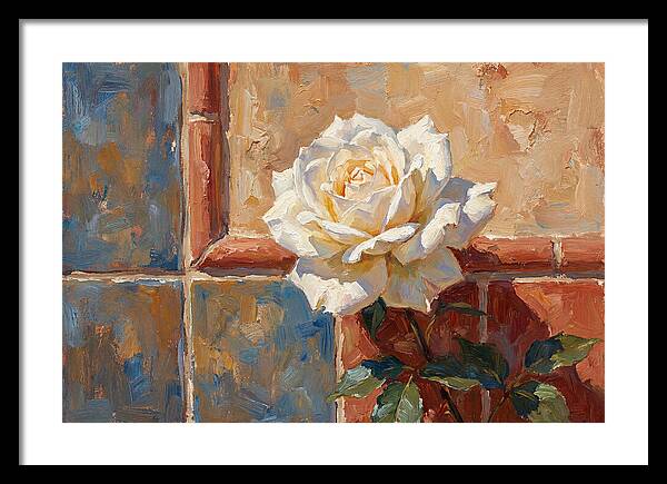 White Rose Against Tiles