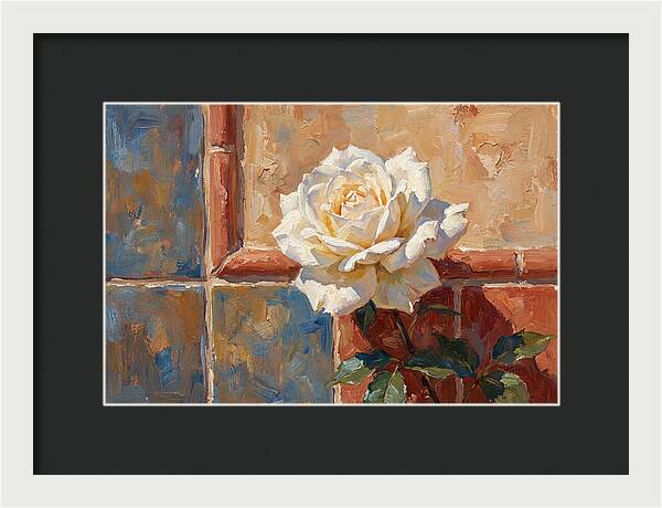 White Rose Against Tiles