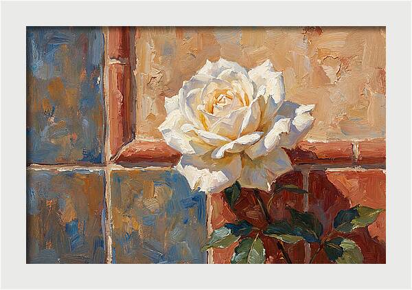 White Rose Against Tiles