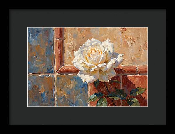 White Rose Against Tiles