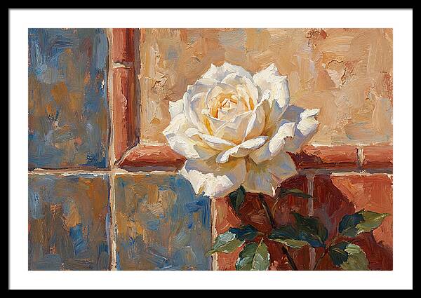 White Rose Against Tiles