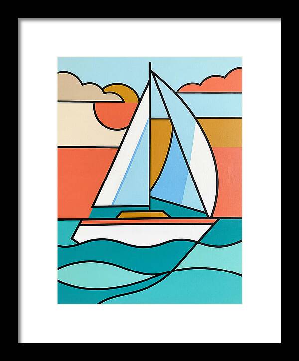White Sailboat Against Vibrant Sky