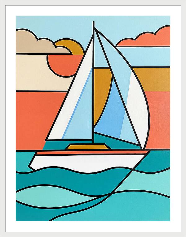 White Sailboat Against Vibrant Sky