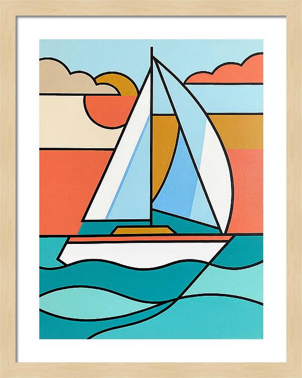 White Sailboat Against Vibrant Sky