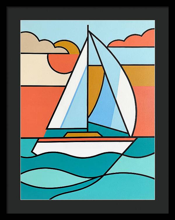 White Sailboat Against Vibrant Sky