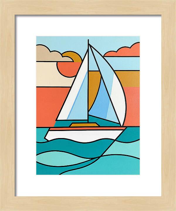 White Sailboat Against Vibrant Sky