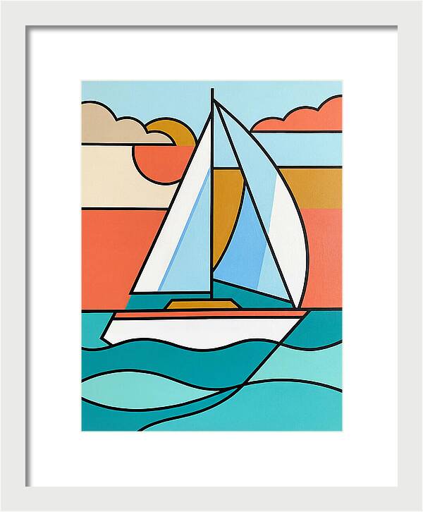 White Sailboat Against Vibrant Sky