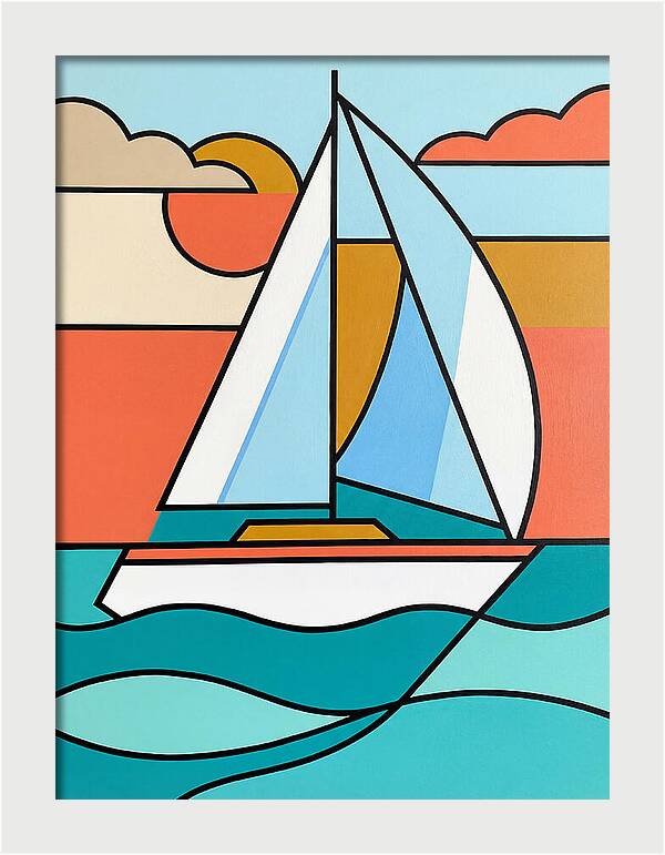 White Sailboat Against Vibrant Sky