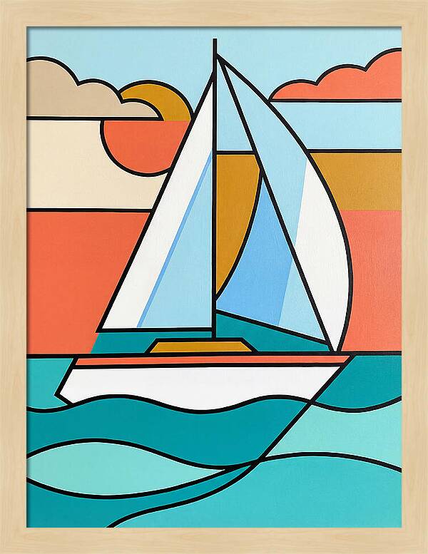 White Sailboat Against Vibrant Sky