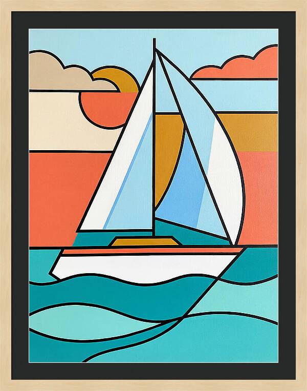 White Sailboat Against Vibrant Sky