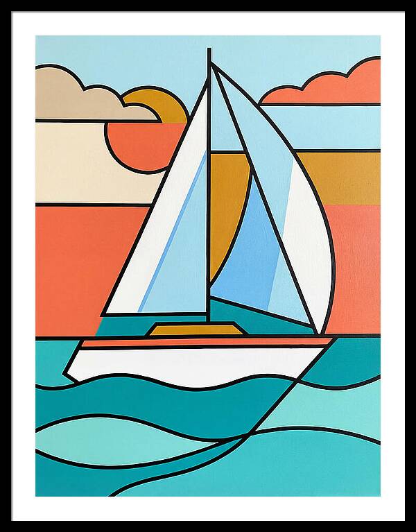 White Sailboat Against Vibrant Sky