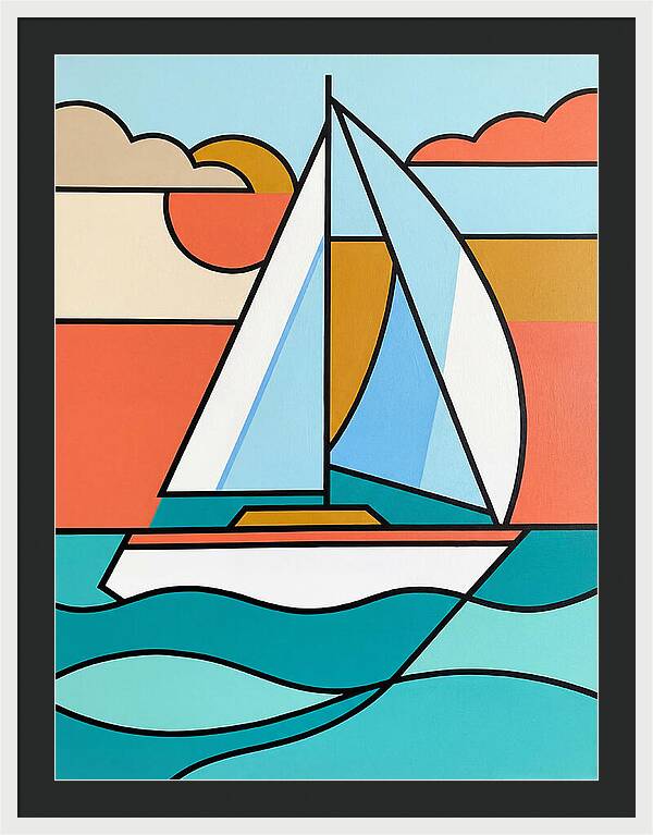 White Sailboat Against Vibrant Sky