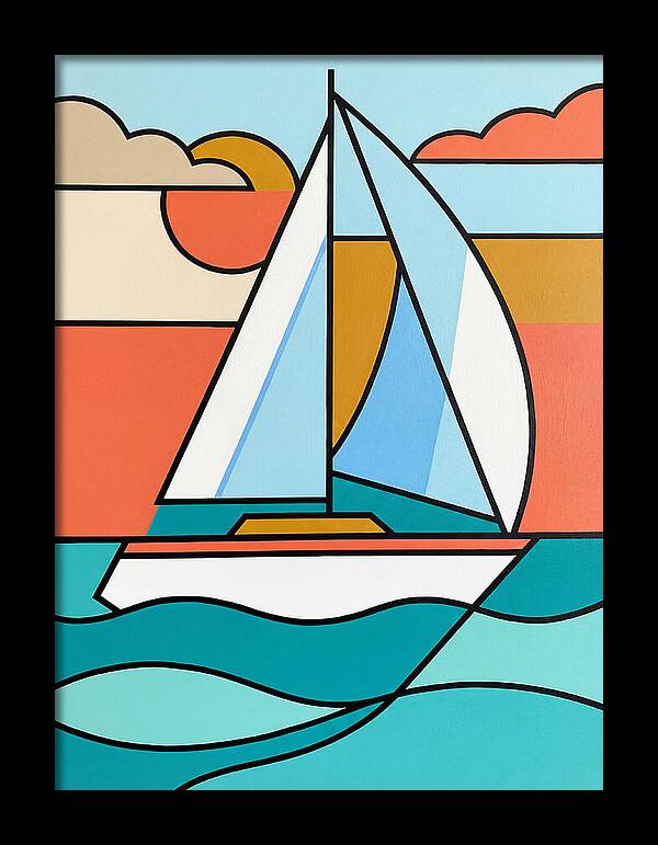 White Sailboat Against Vibrant Sky