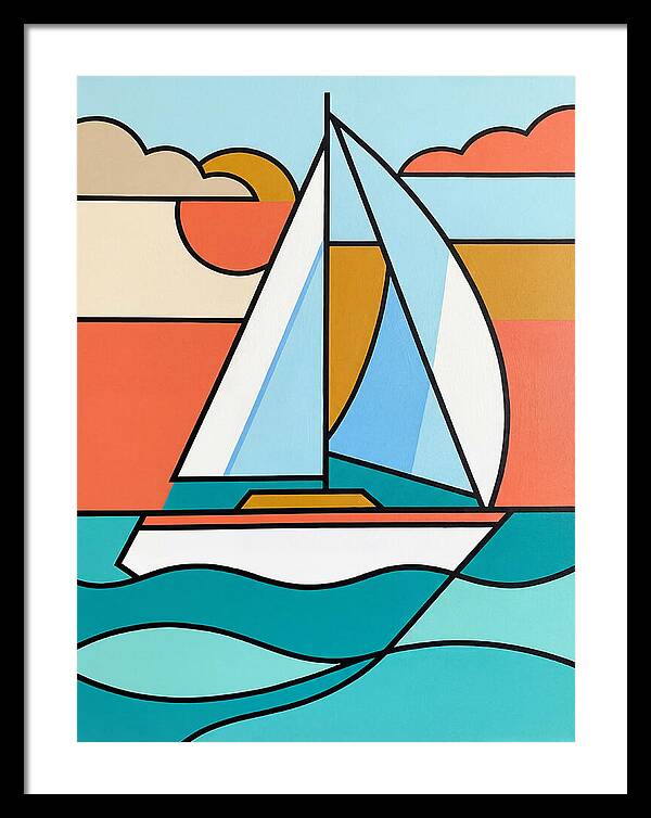 White Sailboat Against Vibrant Sky