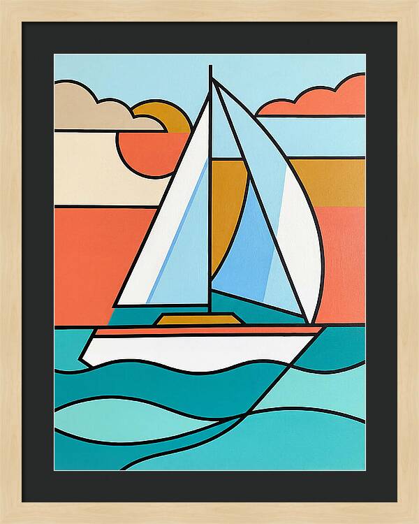 White Sailboat Against Vibrant Sky