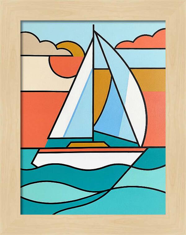 White Sailboat Against Vibrant Sky