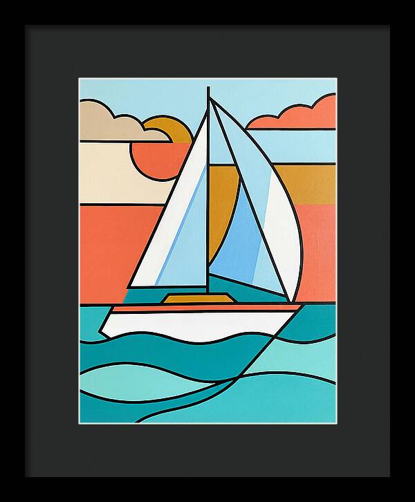 White Sailboat Against Vibrant Sky