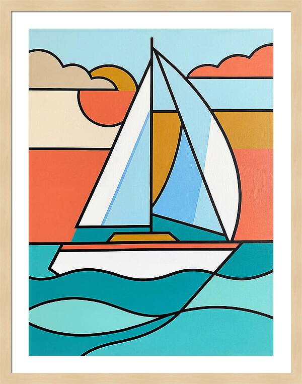 White Sailboat Against Vibrant Sky