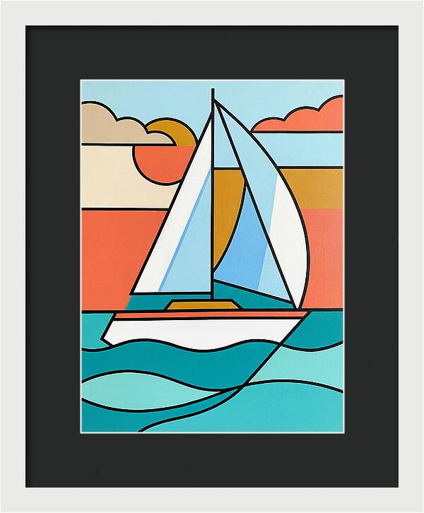 White Sailboat Against Vibrant Sky