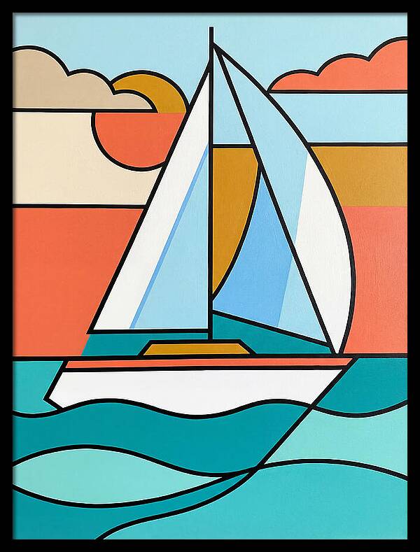 White Sailboat Against Vibrant Sky
