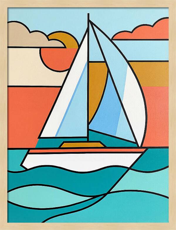 White Sailboat Against Vibrant Sky