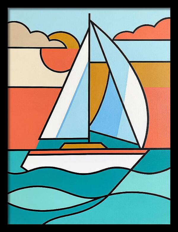 White Sailboat Against Vibrant Sky