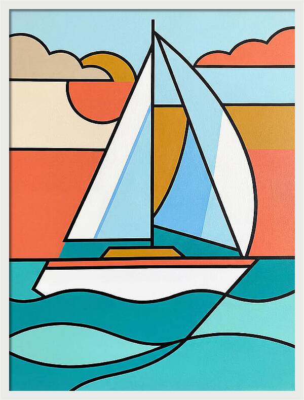 White Sailboat Against Vibrant Sky