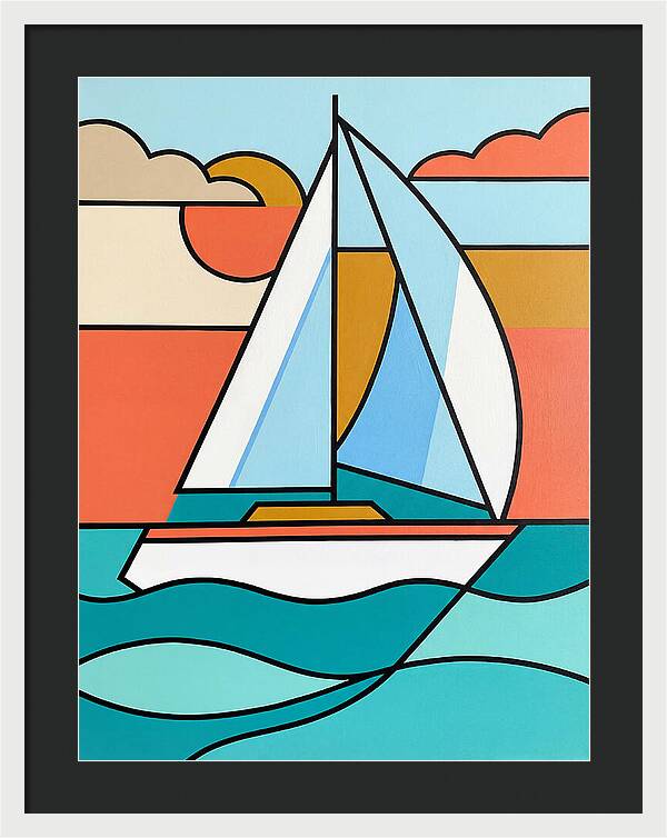 White Sailboat Against Vibrant Sky