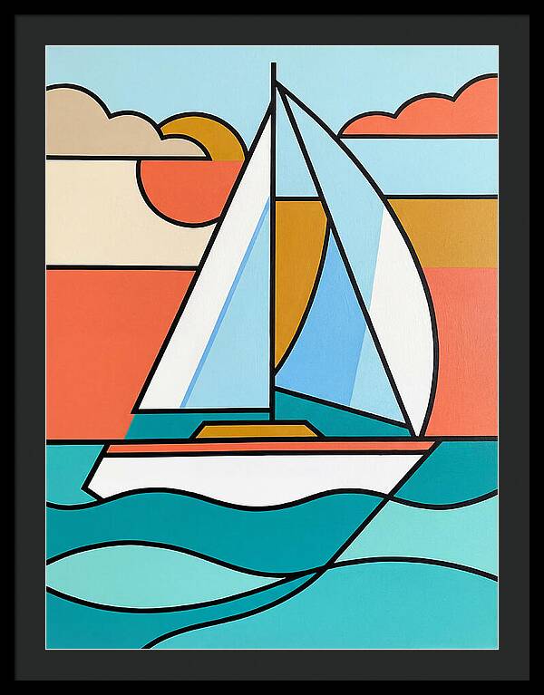 White Sailboat Against Vibrant Sky