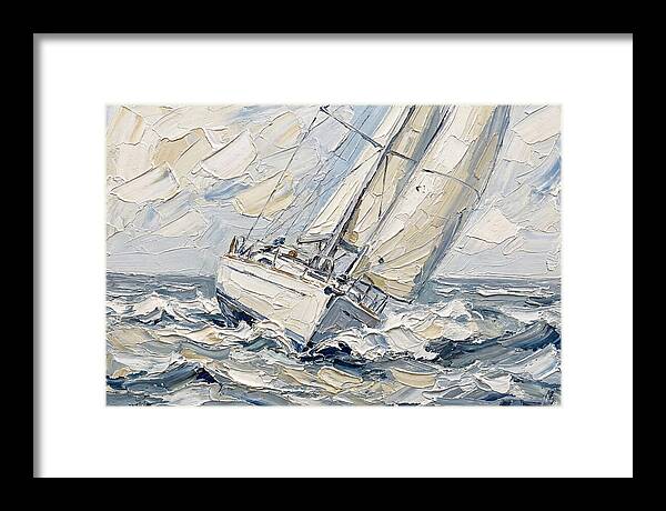 White Sailboat On Turbulent Seas