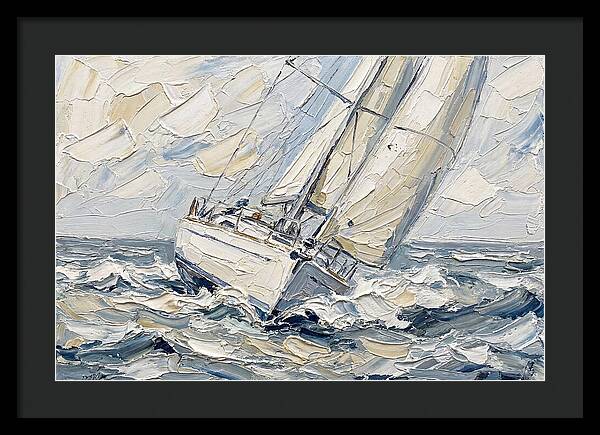 White Sailboat On Turbulent Seas