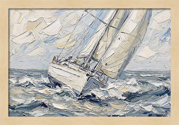 White Sailboat On Turbulent Seas