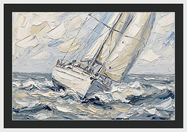 White Sailboat On Turbulent Seas