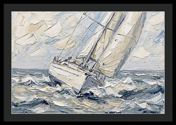 White Sailboat On Turbulent Seas