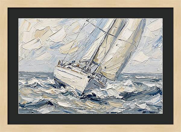 White Sailboat On Turbulent Seas