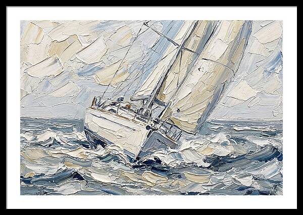 White Sailboat On Turbulent Seas