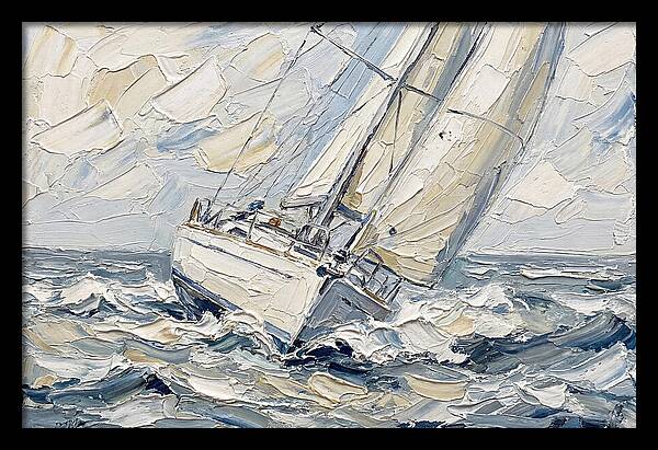 White Sailboat On Turbulent Seas