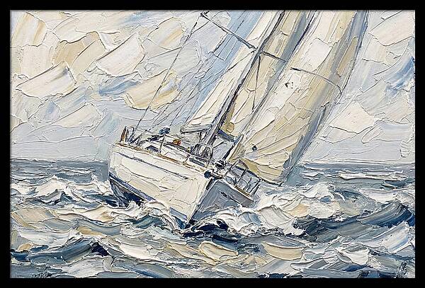 White Sailboat On Turbulent Seas