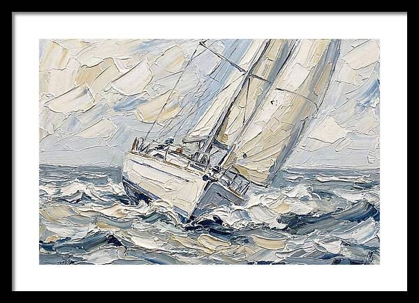 White Sailboat On Turbulent Seas