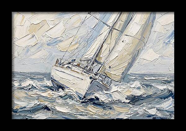 White Sailboat On Turbulent Seas