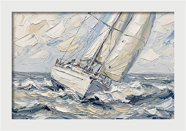 White Sailboat On Turbulent Seas