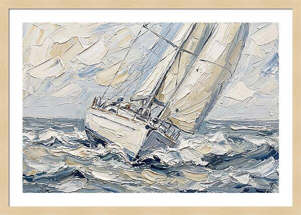 White Sailboat On Turbulent Seas