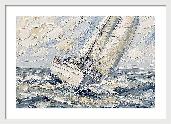 White Sailboat On Turbulent Seas